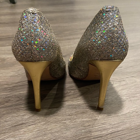 Eenzo Angiolini sparkly gold and silver open toe heels - Picture 3 of 6